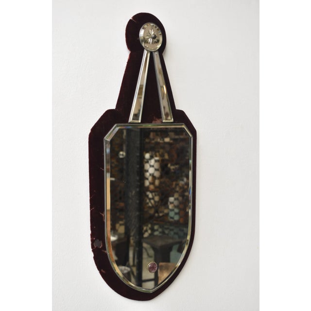 Late 19th Century Antique Victorian Velvet + Beveled Glass Sorcerer's Mirror, Circa Late 19th Century For Sale - Image 5 of 16