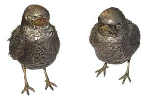 Mid 20th Century Pair of Buccellati Sterling Silver Sparrow Figures