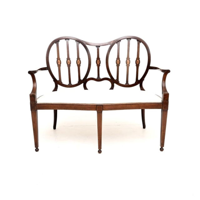 Antique Inlaid Edwardian Settee, 1900 For Sale - Image 12 of 12