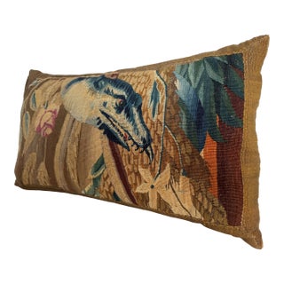18th Century French Beauvais Serpentine Tapestry Pillow in Wool and Silk For Sale