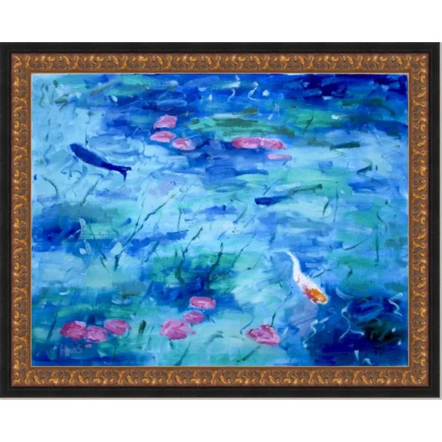 Water Gardens — Koi Fish Pond Impressionist Style Oil Painting For Sale In Reno/Lake Tahoe - Image 6 of 8
