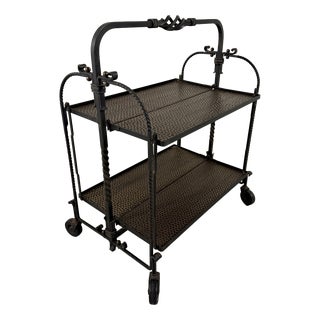 Brutalist Wrought Iron Folding Serving Trolley, 1950s For Sale