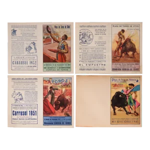 1950's Spanish Bullfighting Poster, Plaza De Toro, Valencia (Set of 4)