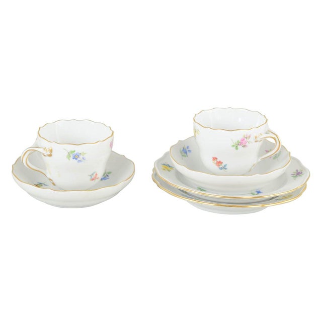 20th Century Porcelain Mocha Cups with Saucers and Plates by Meissen, Set of 6 For Sale - Image 5 of 5