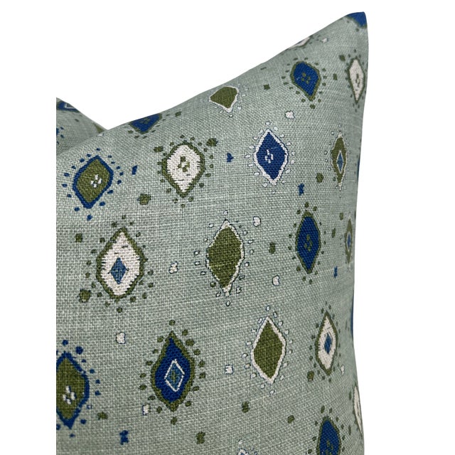 Traditional Oona Linen Pillow Cover in Ocean, 22x22 Pillow For Sale - Image 3 of 3