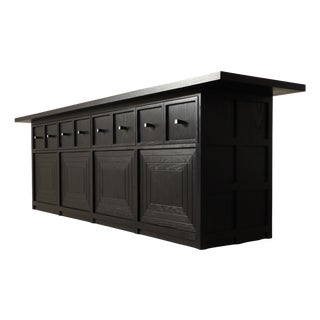 Large Architectural 4-Door Sideboard in Ebonized Wood, 1990s For Sale