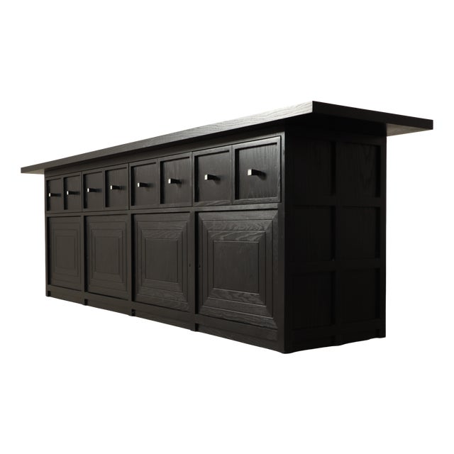 Large Architectural 4-Door Sideboard in Ebonized Wood, 1990s For Sale