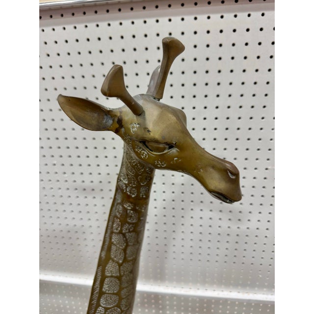 Figurative Late 20th Century 54” Vintage Large Heavy Brass Detailed Giraffe Sculpture For Sale - Image 3 of 9