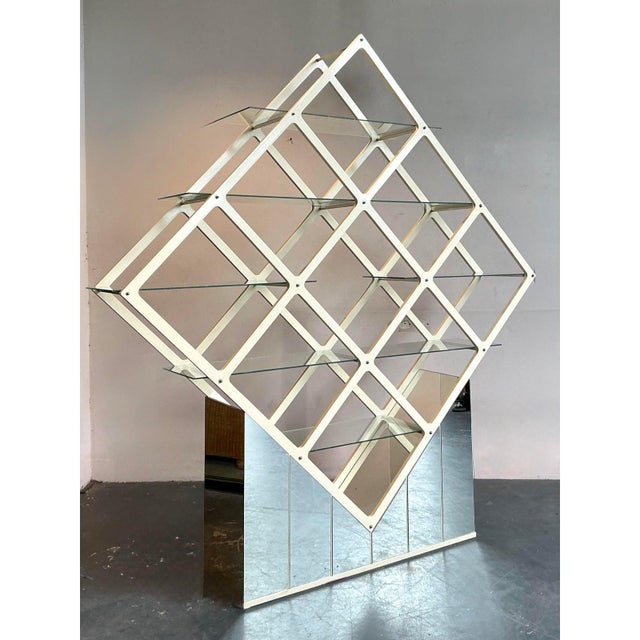 Vintage Mid Century Modern Diamond Etagere For Sale - Image 9 of 10