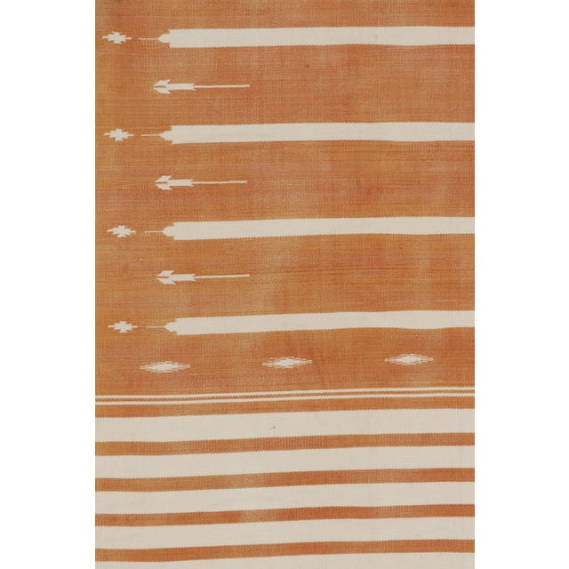 Contemporary Rug & Kilim’s Contemporary Dhurrie Rug in Rust and White Stripes For Sale - Image 3 of 8