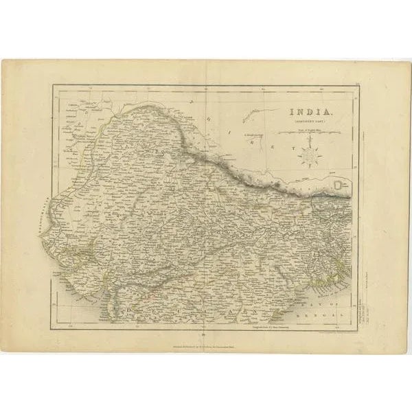 Antique map titled 'India. Northern Part'. Original antique map of Northern India. Drawn and engraved by J. Archer....