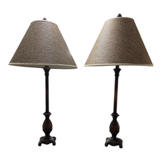 Vintage British Colonial Style Pineapple Lamps, a Pair For Sale