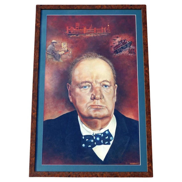 JJ Burrett, Winston Churchill, Oil Painting For Sale - Image 12 of 12