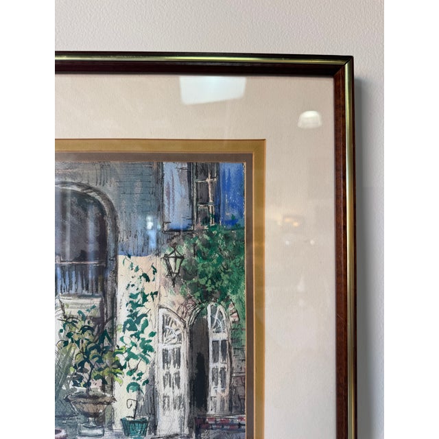 Vintage Impressionist Courtyard Still Life Watercolor on Paper – Framed For Sale - Image 4 of 13