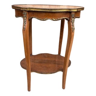 Antique Louis XV Style Side Table with Pink Marble Top, Late 19th Century For Sale