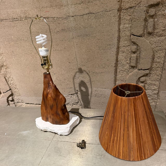 White Organic Modern With Wabi-Sabi Style Driftwood Table Lamp For Sale - Image 8 of 8