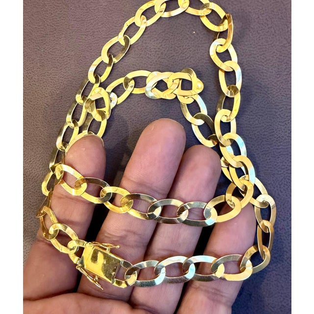 Vintage 18 Karat Yellow Gold 19.7 Gm Miami Cuban Link Like Chain Unisex, 22" For Sale - Image 18 of 18