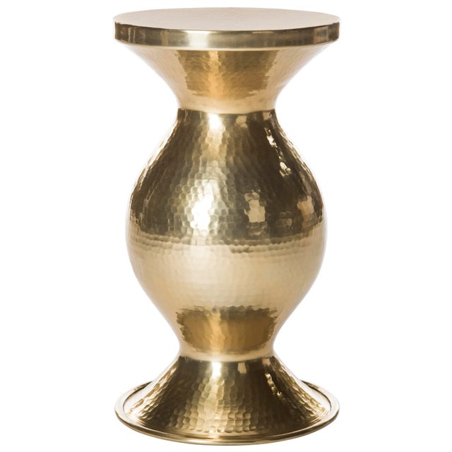 Modern Hammered Stool in Gold For Sale - Image 3 of 8