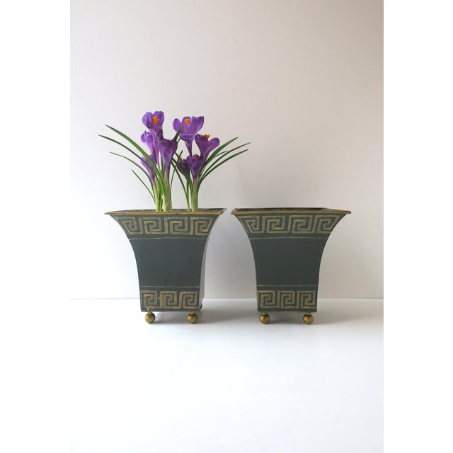 Italian Greek-Key Planters Potholders Cachepots Jardinières, Pair For Sale - Image 4 of 15