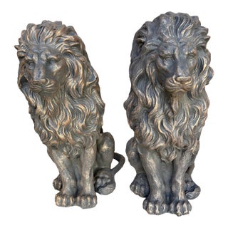 Outdoor Vintage Lion Composite Statues For Sale
