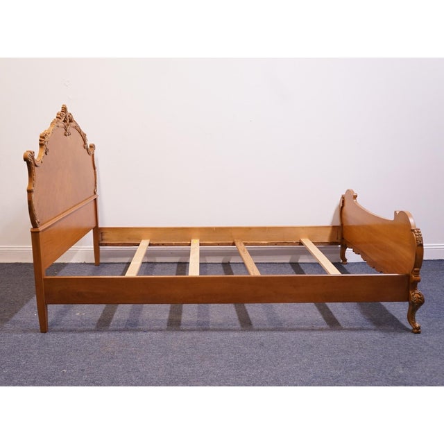 Brown Vintage Antique Solid Maple French Provincial Rococo Revival Full Size Bed 11200 For Sale - Image 8 of 11
