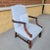 Early to mid 20th c Martha Washington mahogany armchair with very beautiful light blue upholstery having a silk...