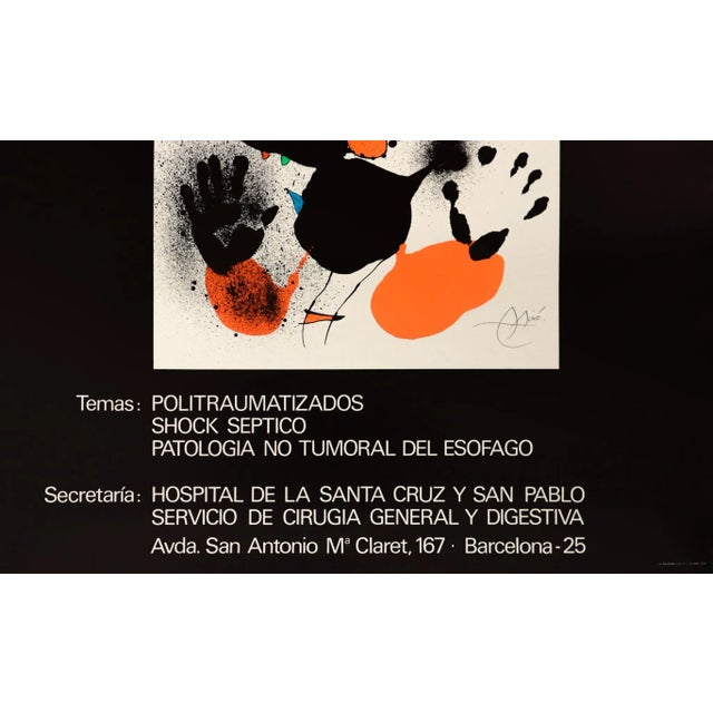 Mid-Century Modern 1980 Spanish Exhibition Poster - Joan Miro at XIII Congreso Nacional De Cirugia, Barcelona For Sale - Image 3 of 5