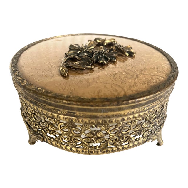 Early 20th Century Italianate Gilded Powder Box For Sale