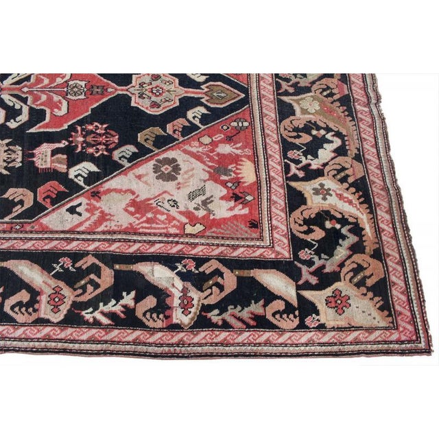 Antique Karabagh Black & Red Rug 6.8x18 For Sale - Image 4 of 5