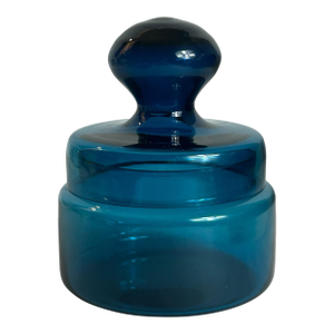 Vintage 1960’s Lidded Jar Attributed to Bertil Vallien MCM Blue Series Art Glass Kosta Boda Swedish