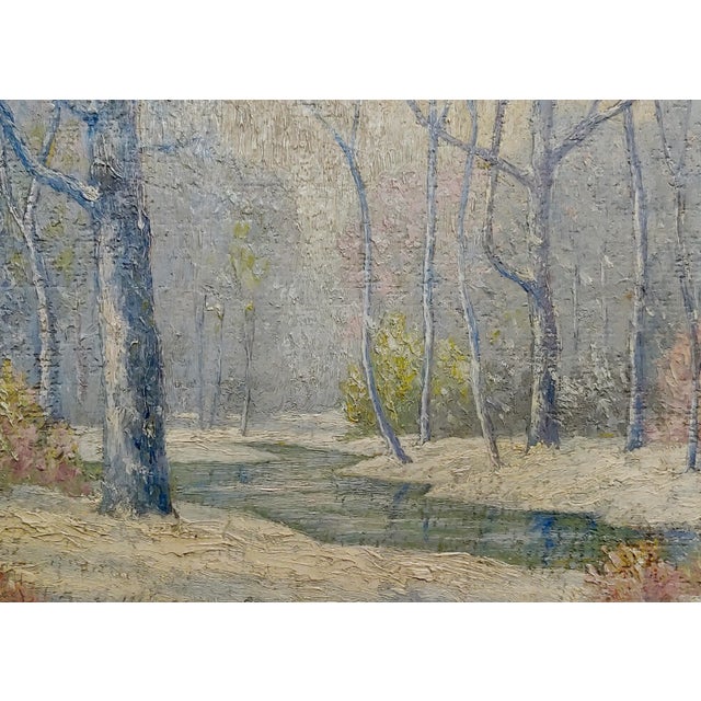 1900s "Winter Solitude by the Creek Landscape" Oil Painting by William Krullaars For Sale - Image 4 of 10