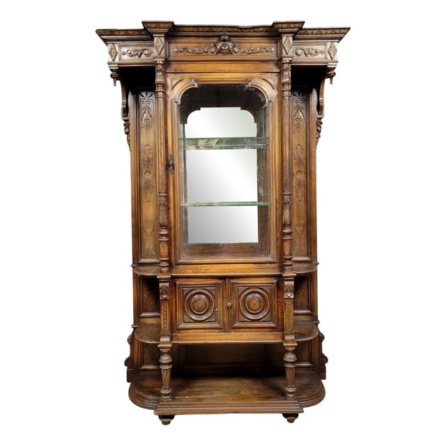 Renaissance-Style Bookcase in Carved Oak, 1850 For Sale