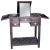 Brown Chinese Vintage Dark Lacquered Wood Dressing Table With Mirror and Drawers For Sale - Image 8 of 8