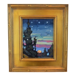 William Hawkins Moonlight Landscape Painting Including the Antiqued Gold Wood Frame For Sale