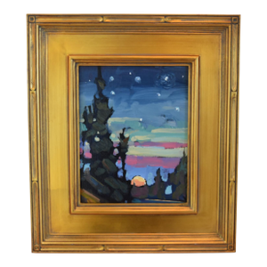 William Hawkins Moonlight Landscape Painting Including the Antiqued Gold Wood Frame