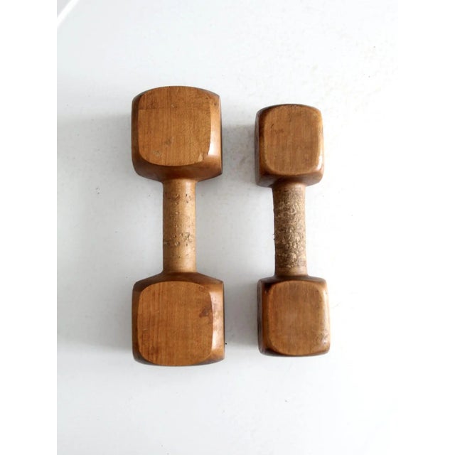 Vintage Wooden Hand Weights For Sale - Image 9 of 10