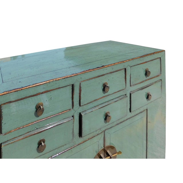 Gray Blue Lacquer 6Drawer Credenza Chairish