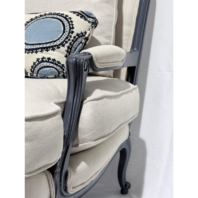 Wood Custom French Bergère Lounge Chairs With Ottoman For Sale - Image 7 of 12