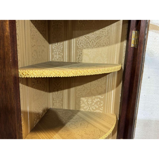 English Mahogany Corner Wall Display Cabinet, 1950s For Sale - Image 6 of 12