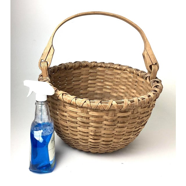 Antique Woven Oak Splint Swing Handle Field Basket. approximately 17 1/2 inches in diameter by 10 1/2 inches tall without...
