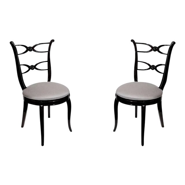 1940's Hollywood Lyre Back Occasional Chairs - a Pair For Sale