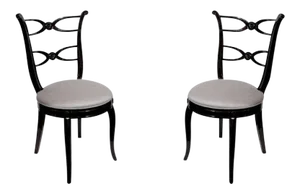 1940's Hollywood Lyre Back Occasional Chairs - a Pair