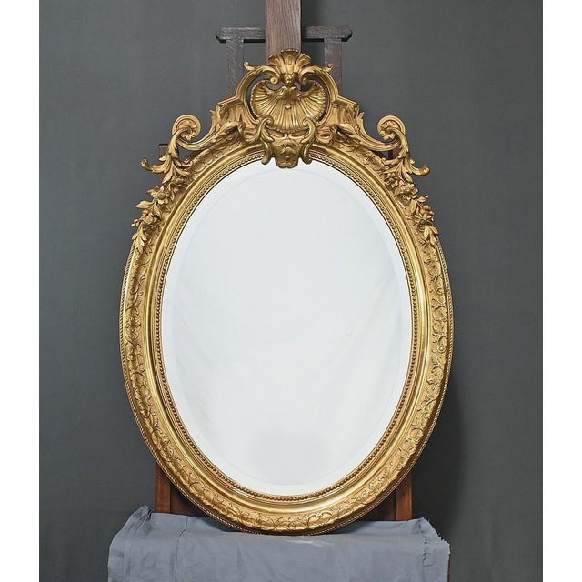 Large Louis XV Gilded Wood Mirror For Sale - Image 4 of 14