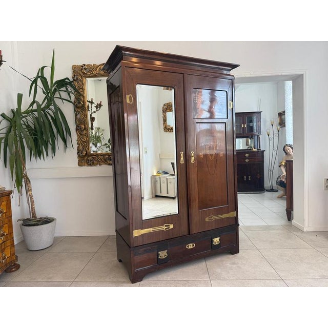 Art Nouveau Wardrobe with Mirror, 1920s For Sale - Image 13 of 15