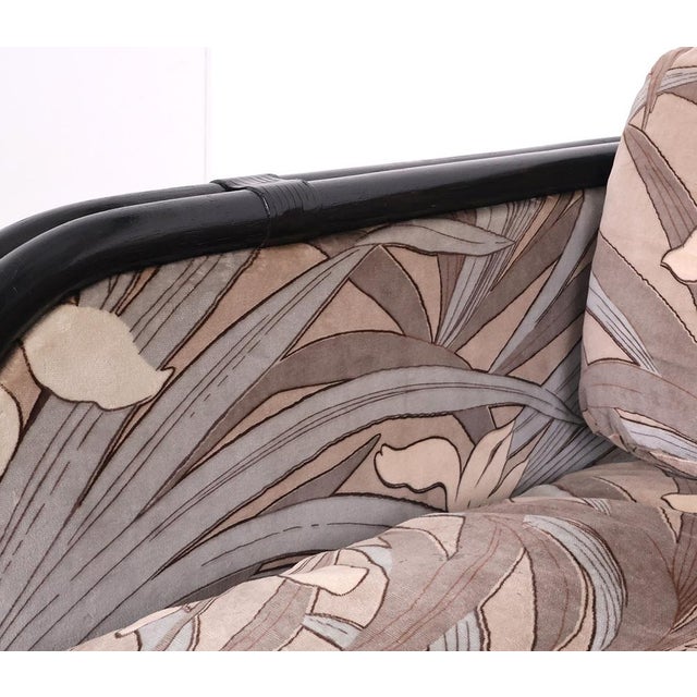 Vintage Bamboo 2-Seater Sofa with Floral Velvet Fabric, 1970s For Sale - Image 9 of 15