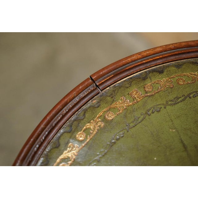 Vintage Hardwood Heritage Green Leather Wine Table, 1930s For Sale - Image 13 of 16