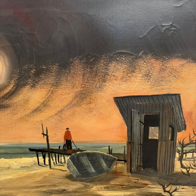 Original 1961 Oil Painting by Paul Blaine Henrie Coastal Sunset Seascape For Sale - Image 10 of 18