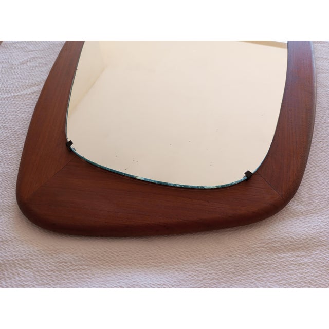 Brown Scandinavian Wall Mirror with Teak Frame, 1950s For Sale - Image 8 of 11