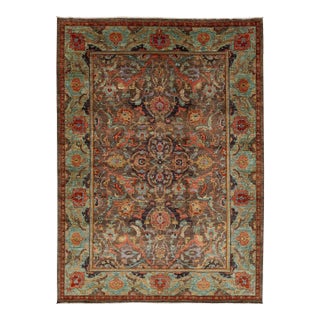 Modern Bidjar Style Hand-Knotted Wool Rug Earthy Brown & Turquoise 10x14 For Sale
