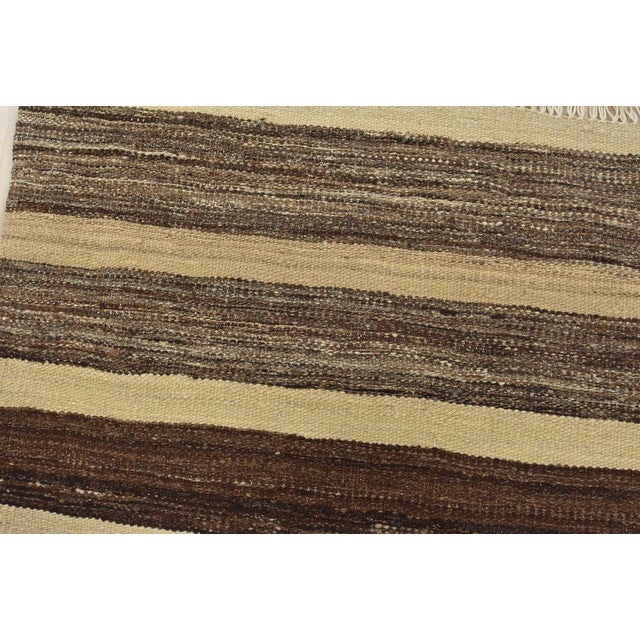 Kilim Runner 2’7” X 9’6” Brown Wool Striped Handwoven Oriental Rug For Sale In Philadelphia - Image 6 of 13